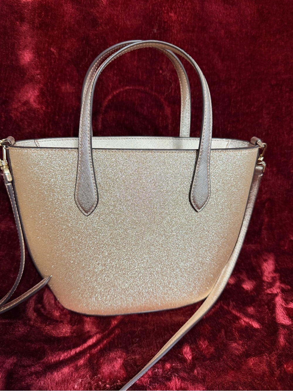 Kate Spade New York Gold Glimmer Satchel Crossbody NWOT - Picture 6 of 9